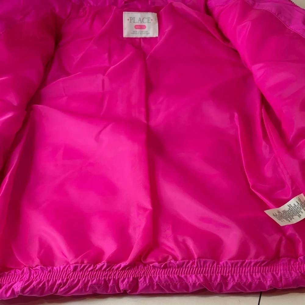 Place Hot Pink Kids Puffer Jacket with front pockets Zipper Girl’s M 7/8 NWOT